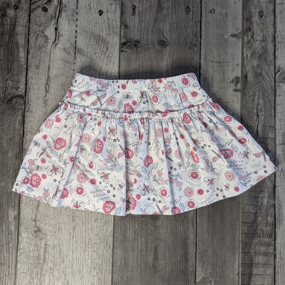 5️⃣ Calvin Klein Jeans, Ruffle Skirt, Floral Multicolor Spring Print, Sz 2T - Picture 2 of 8